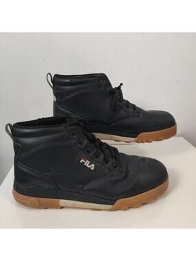 FILA Men’s Black Leather Synthetic Boots Streetwear WorkWear Size 12